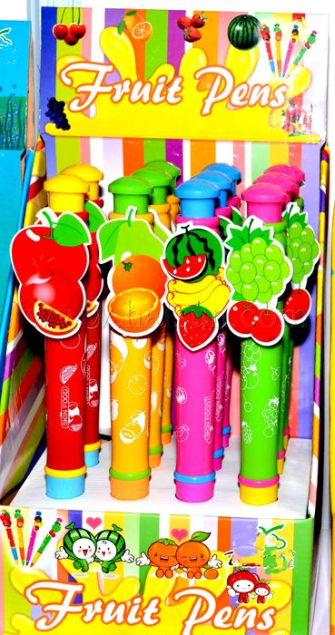 Jumbo Pens with fruits clip_straw barry pens_orange pens_HSPLY